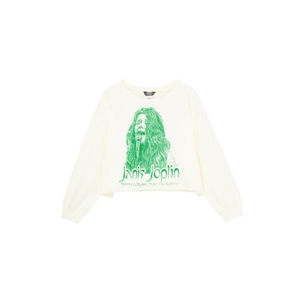 Truce Janis Joplin Cropped Sweatshirt Girls Medium White Graphic Pullover GBO270